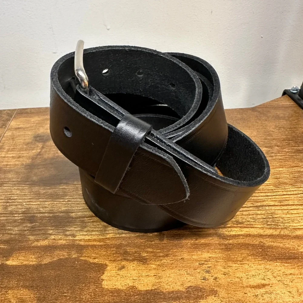 Boston Leather 6606 Mens Belt Black Size 52 Made in USA Work Uniform Belt